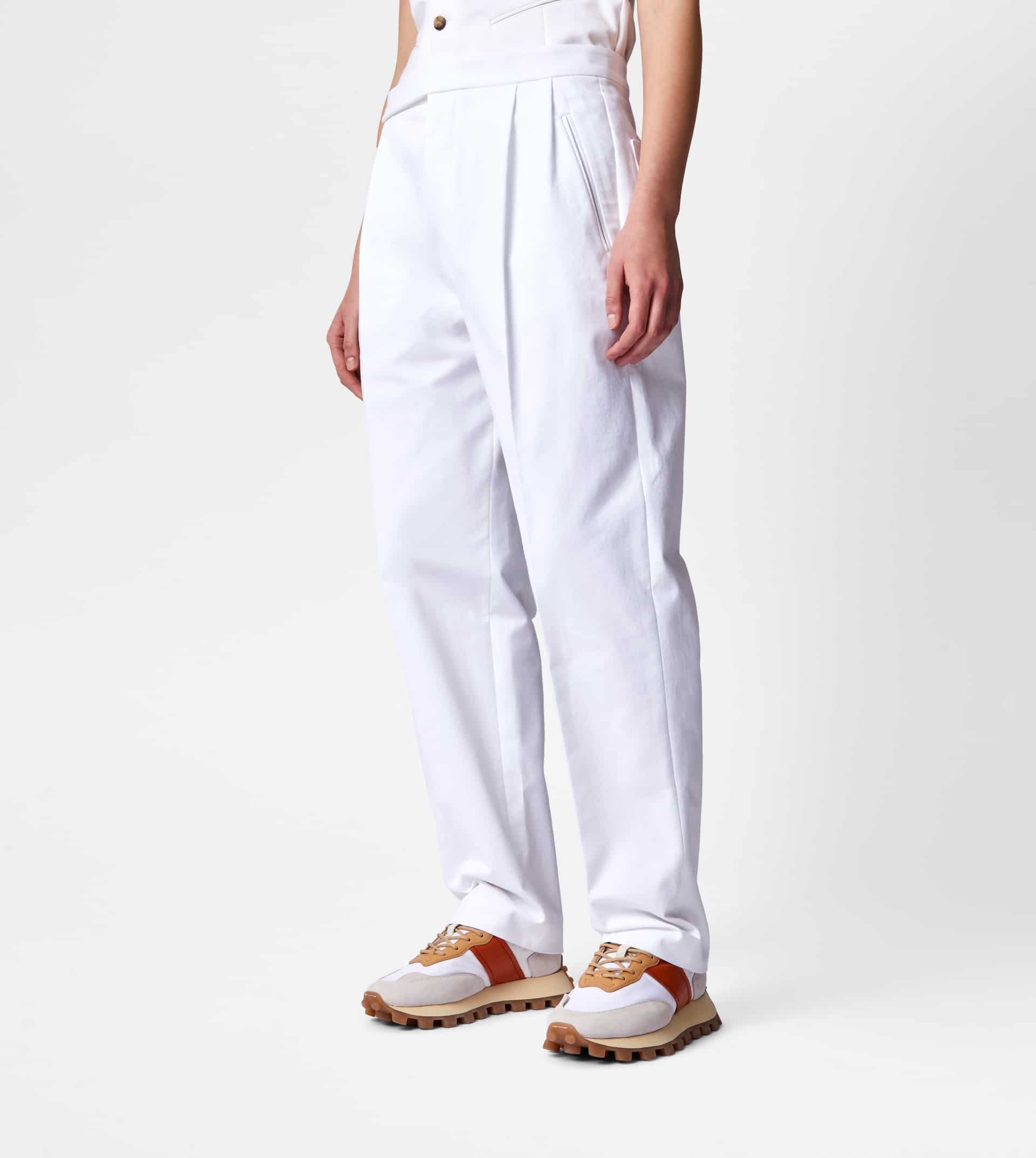 PANTS IN STRETCH COTTON - WHITE - 5
