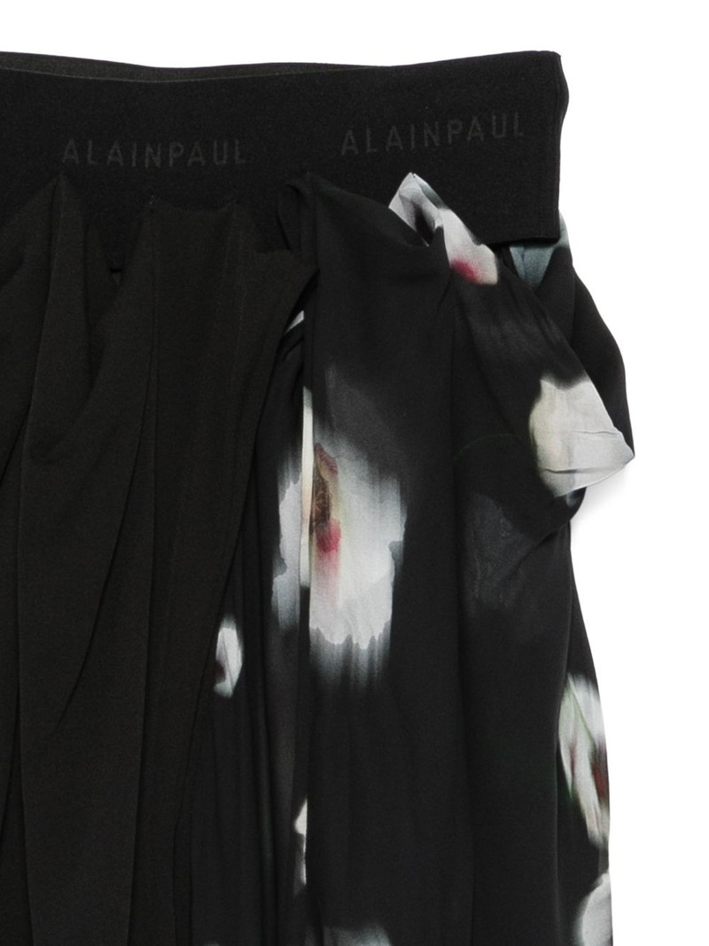 poppy-print draped midi skirt 3