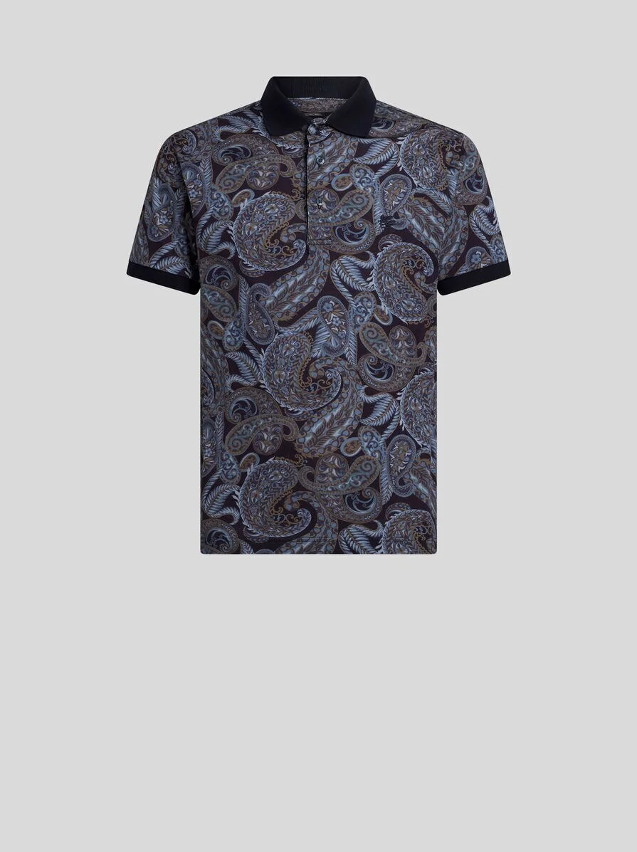 COTTON POLO SHIRT WITH PAISLEY PRINT - 1