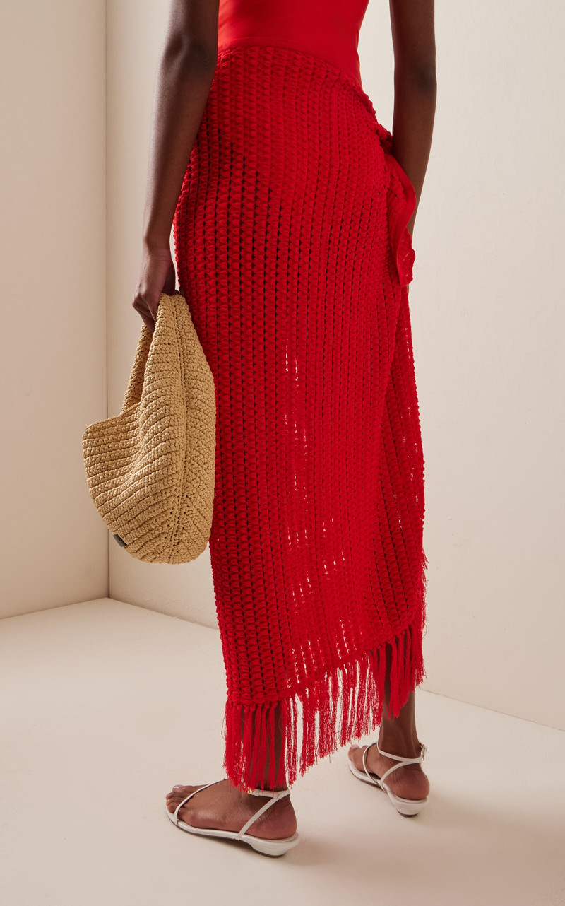 Thyri Fringed Midi Skirt red 4