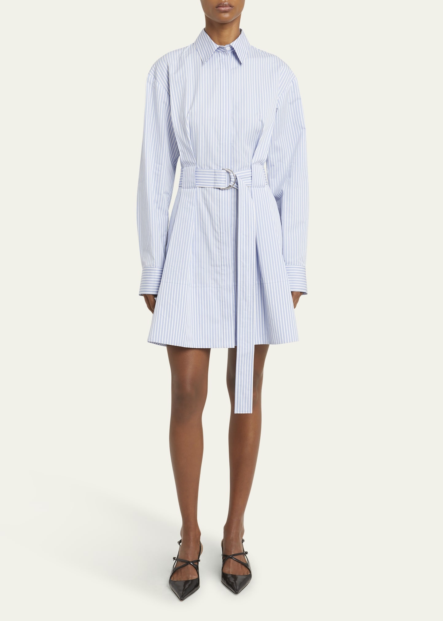 Violan Stripe Belted Poplin Mini Dress - 2