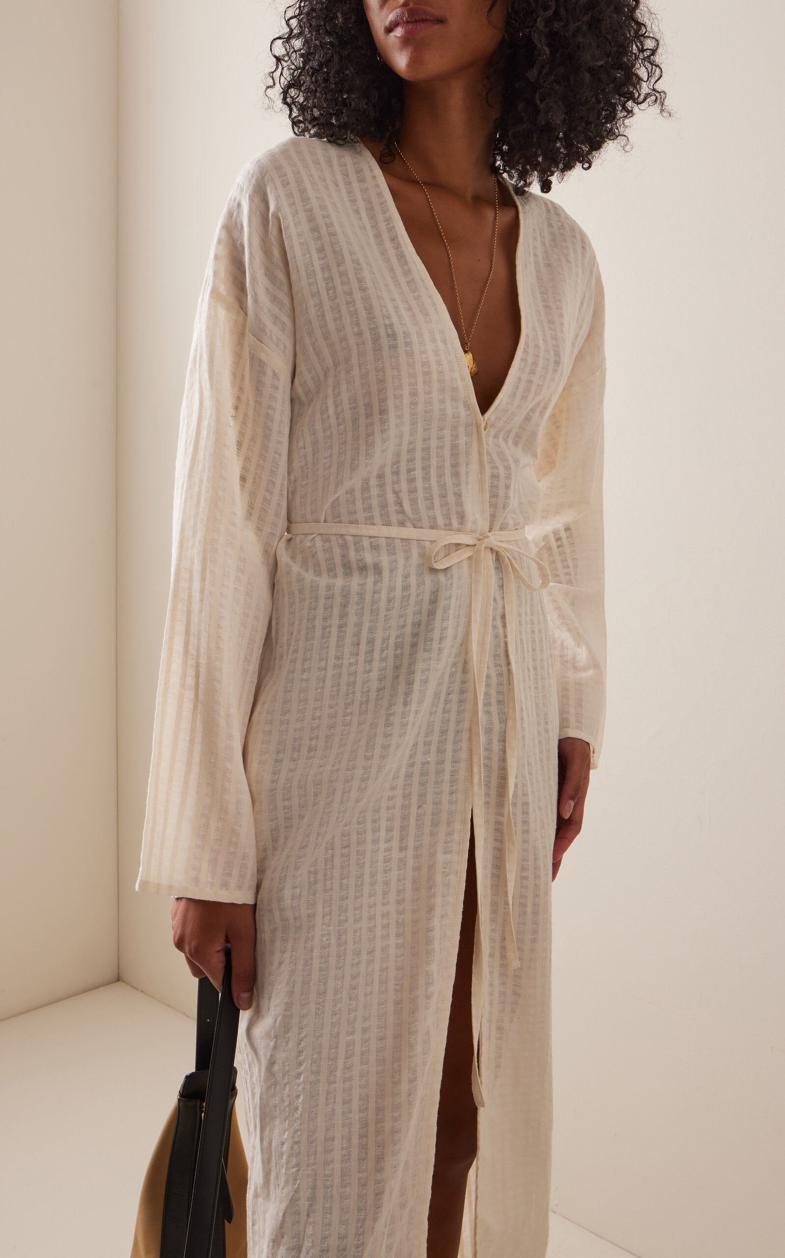The Lorenzo Cotton-Linen Robe white - 3