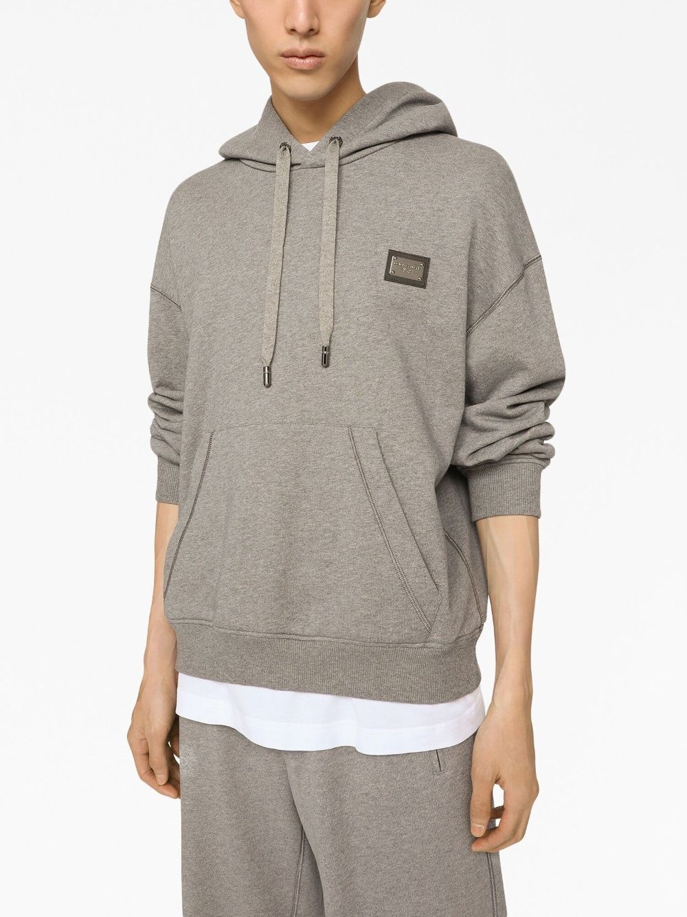 logo-patch cotton hoodie - 5