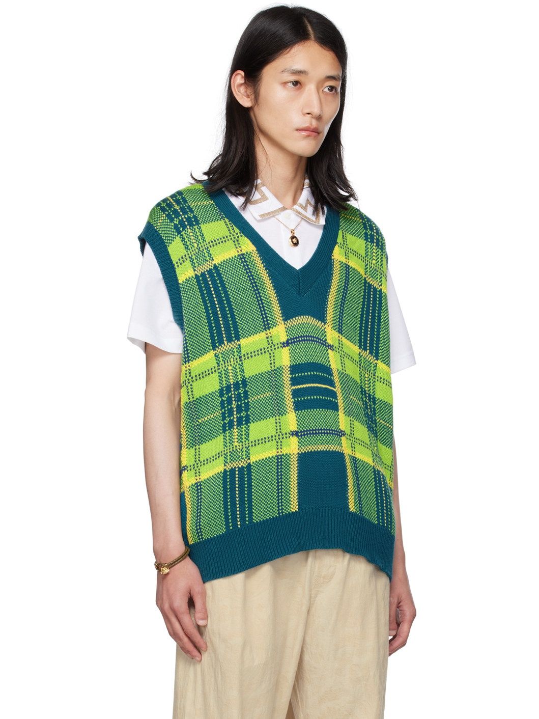 Blue & Green Check Vest - 2