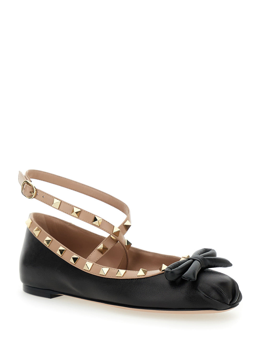 Valentino Garavani Women 'Rockstud' Black Ballet Flats With Bow Detail In Smooth Leather Woman - 2