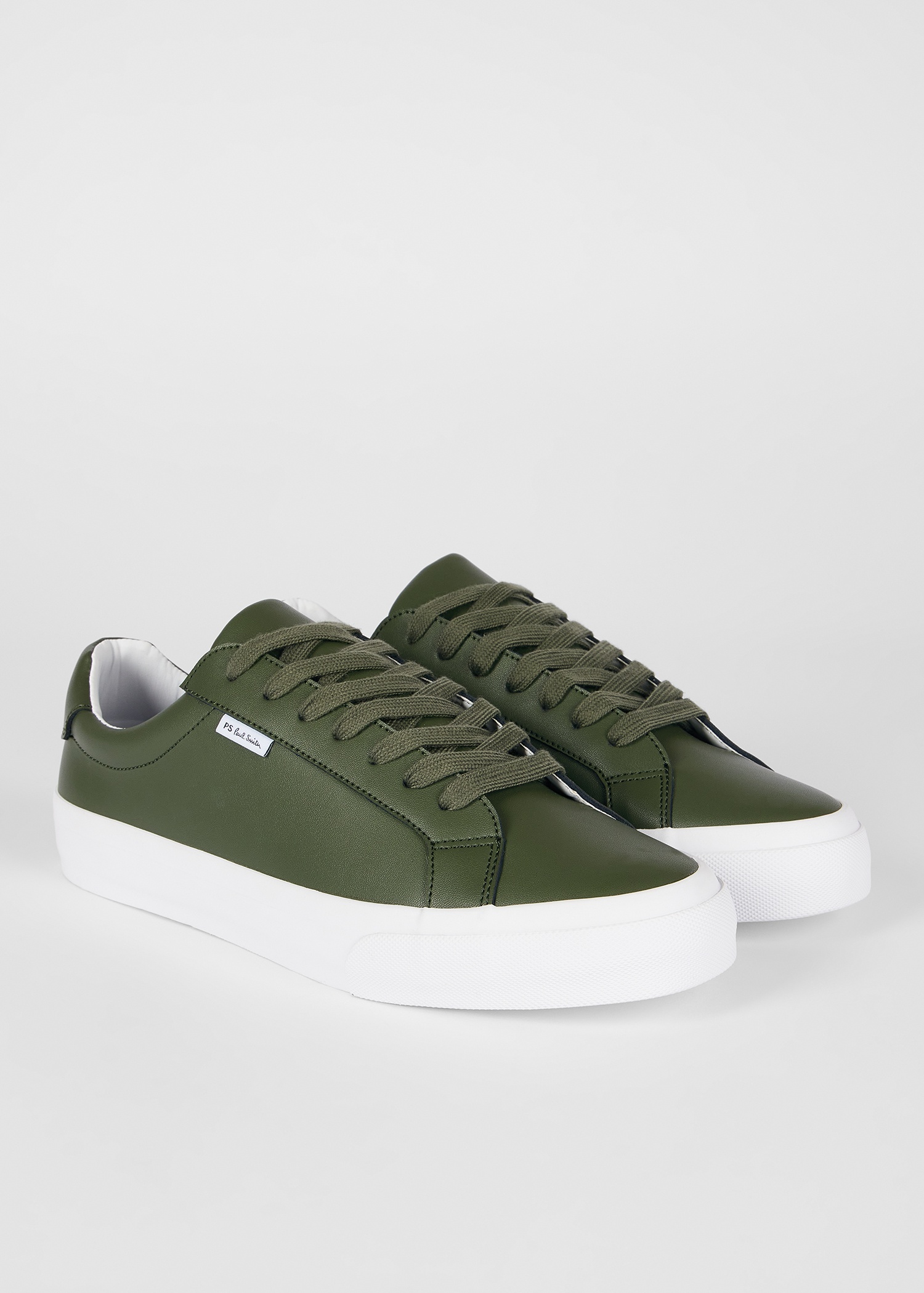 Khaki Coated Leather 'Amos' Trainers - 4