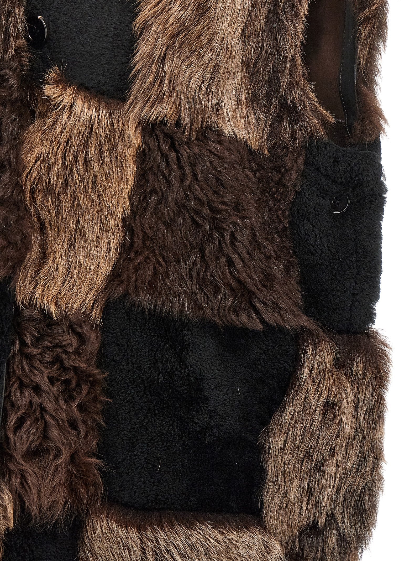Long Shearling Vest Gilet Brown - 4