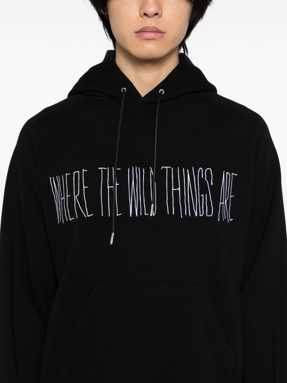 slogan-embroidered hoodie - 5