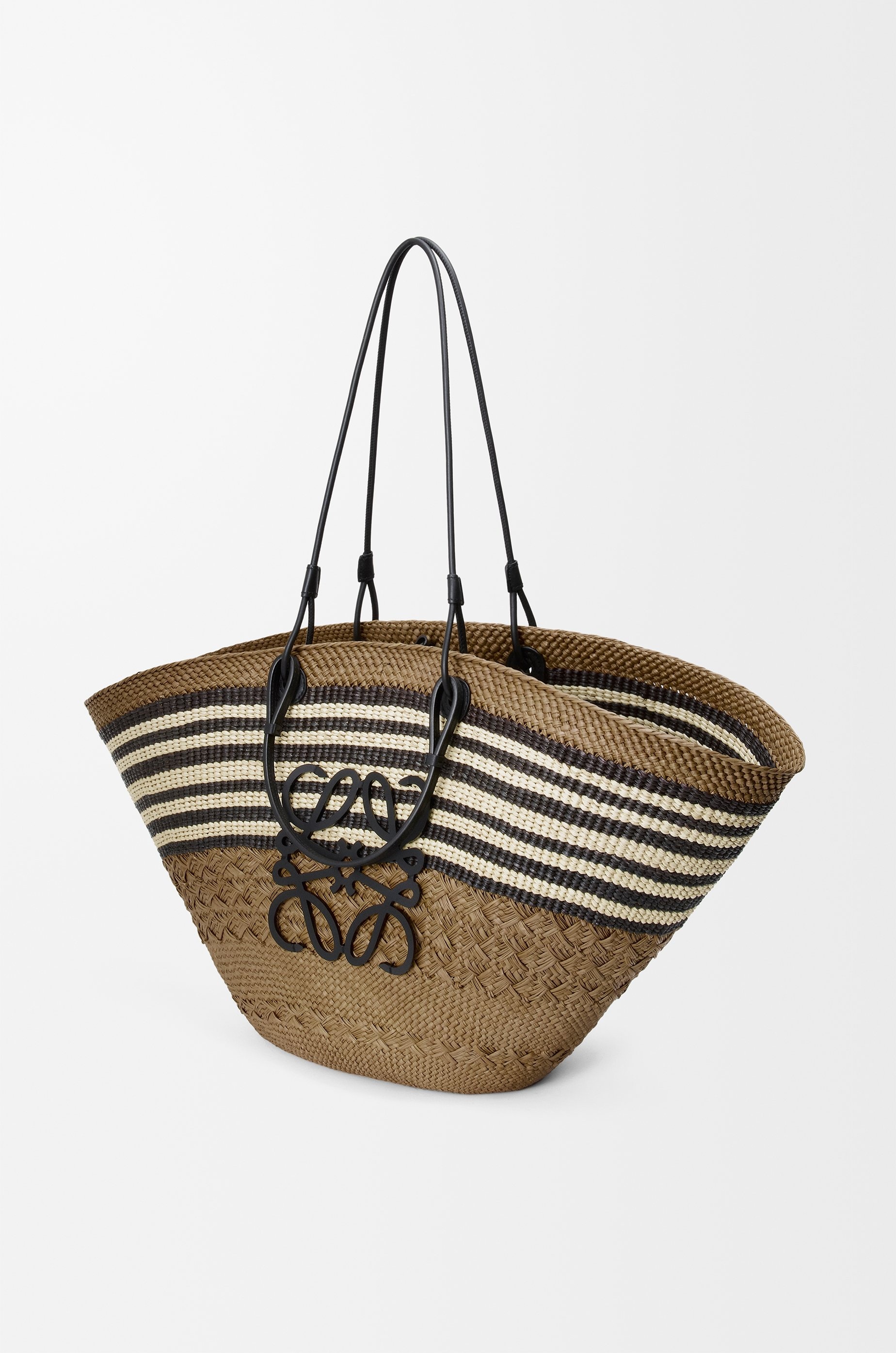 Large Anagram basket in iraca palm and calfskin - 4