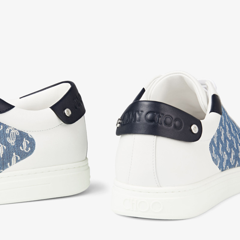 Rome/m
White Leather and Denim JC Monogram Pattern Low-Top Trainers 3