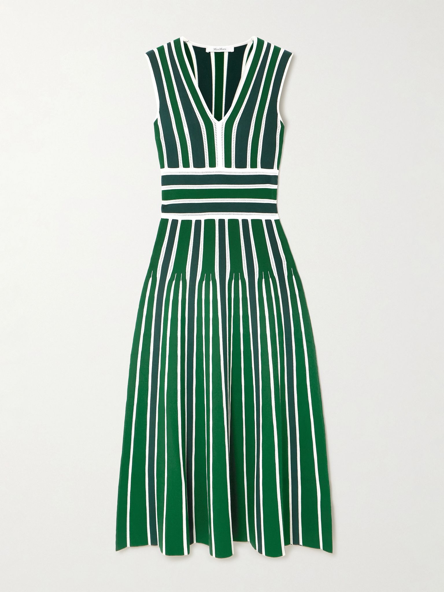 Tallone striped pointelle-knit midi dress Green - 1