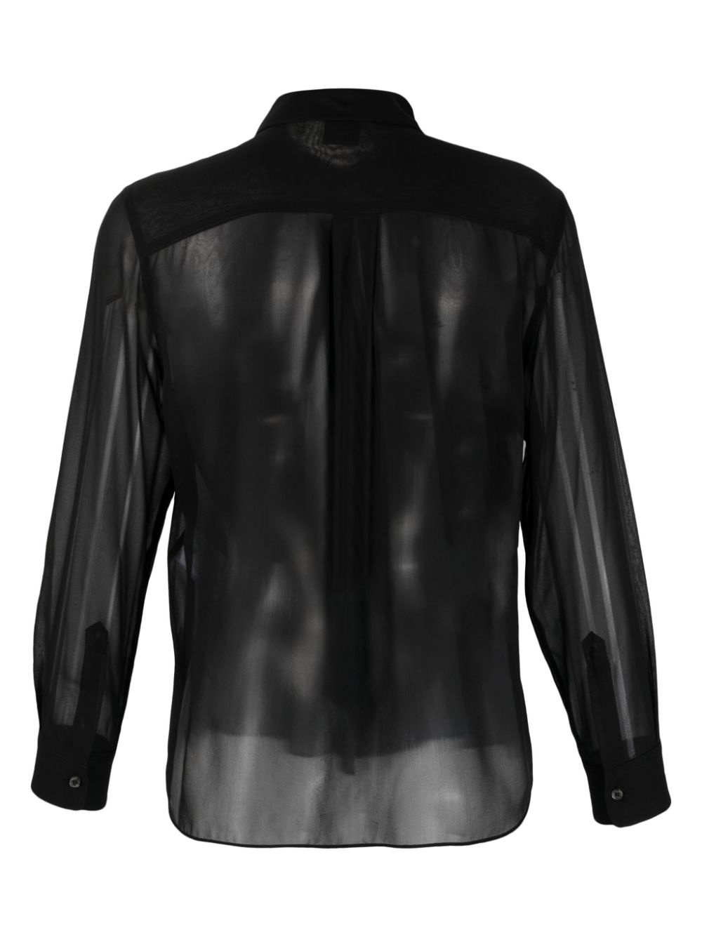 pintuck-detailing sheer silk shirt - 4