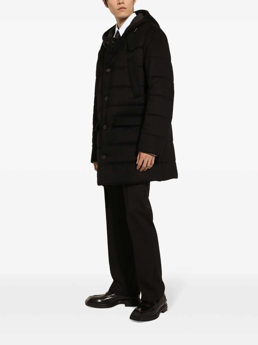 quilted cashmere single-breasted coat - 3