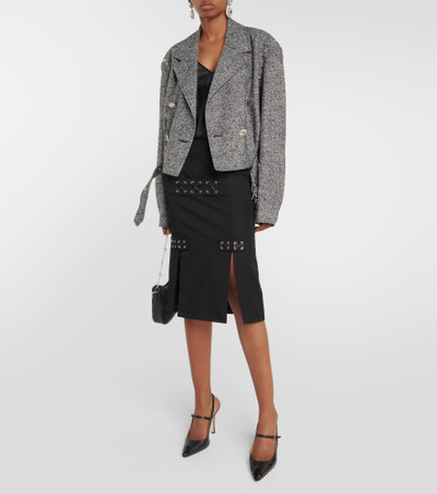 Alessandra Rich Herringbone cropped wool-blend jacket outlook