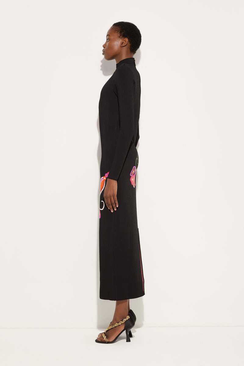 ORCHIDEE JACQUARD LONG FITTED DRESS 3