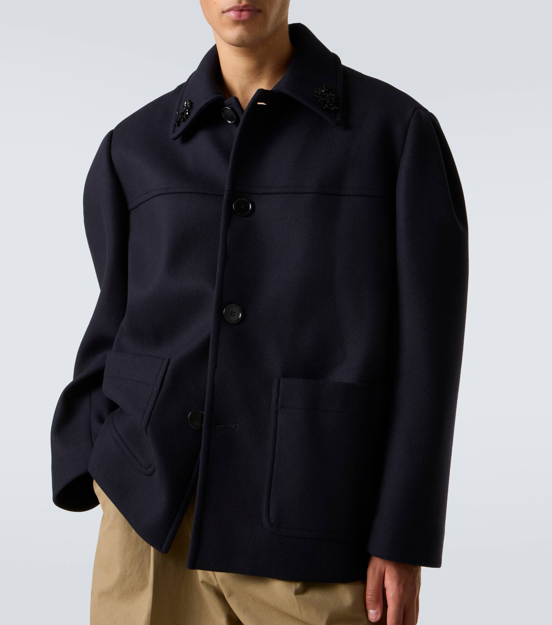 Embellished wool-blend jacket - 7