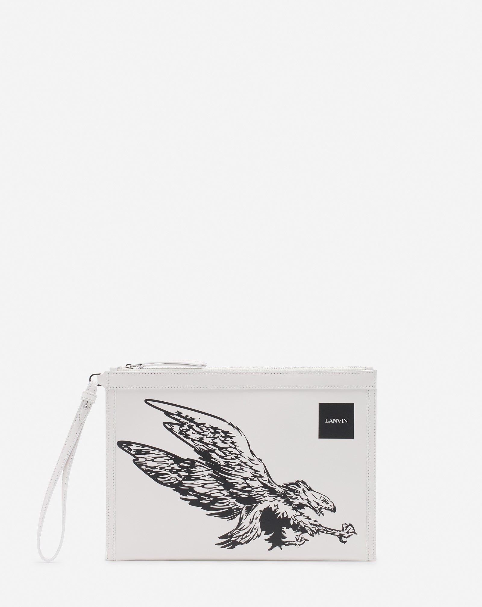 LANVIN X FUTURE LEATHER CLUTCH WITH EAGLE PRINT - 1