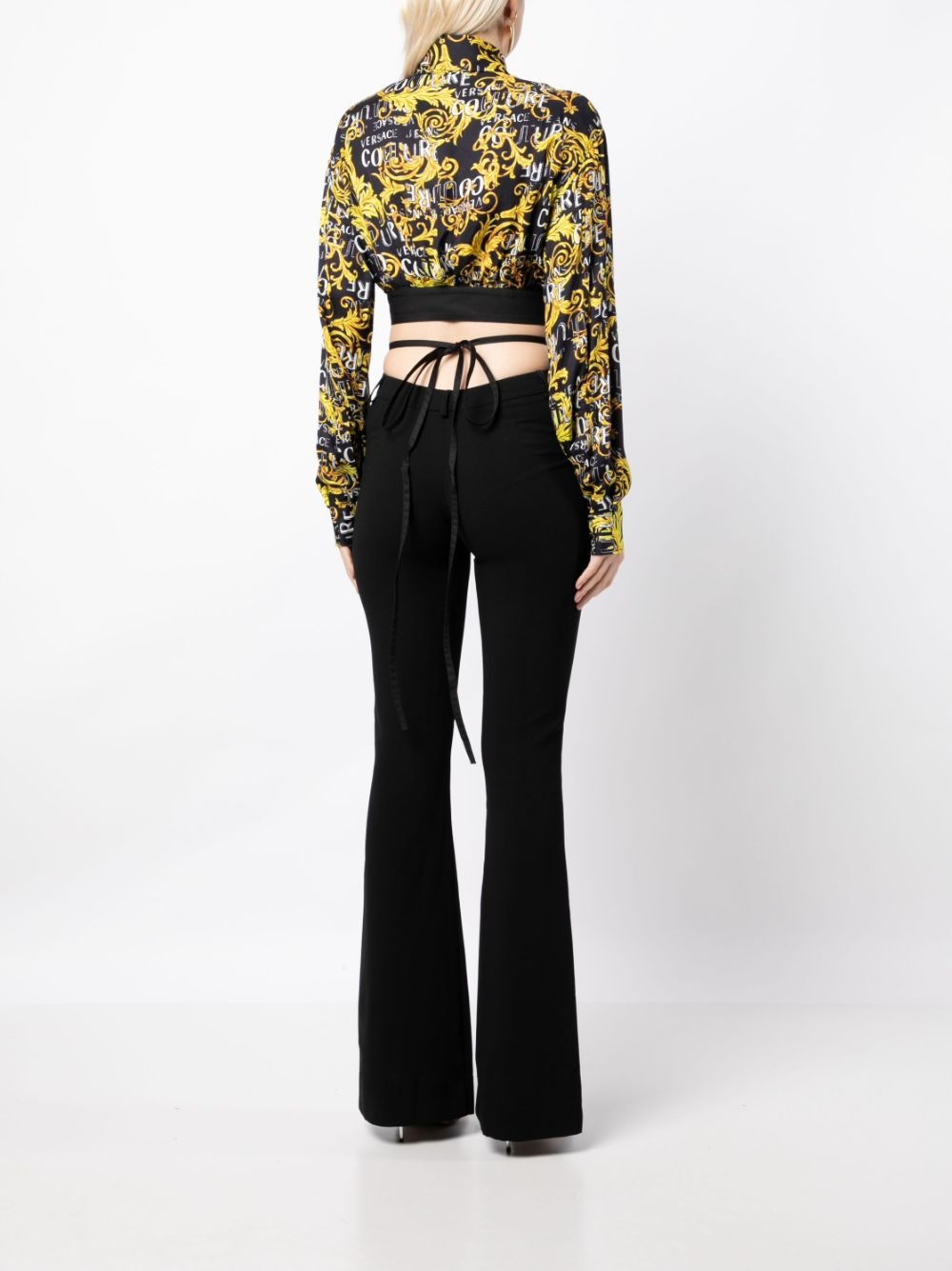 logo-print buttoned cropped shirt - 4