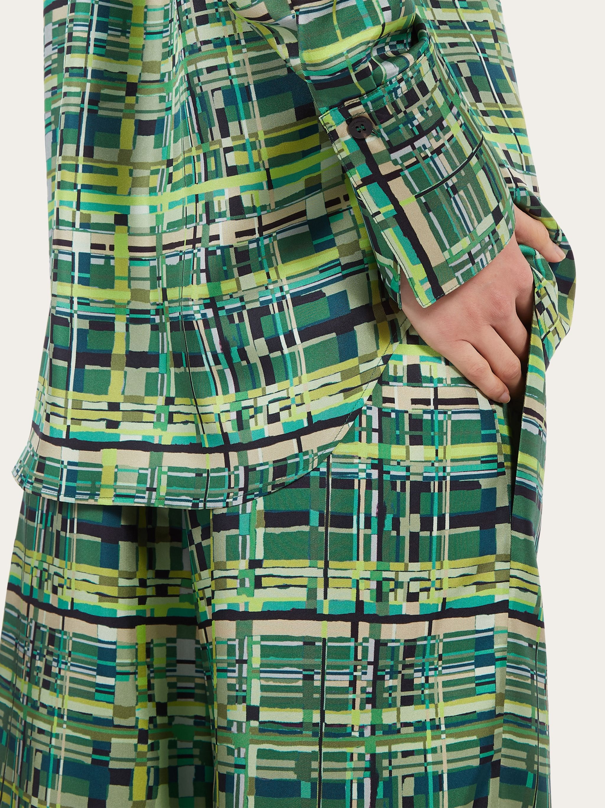 Check print wide leg trouser - 5