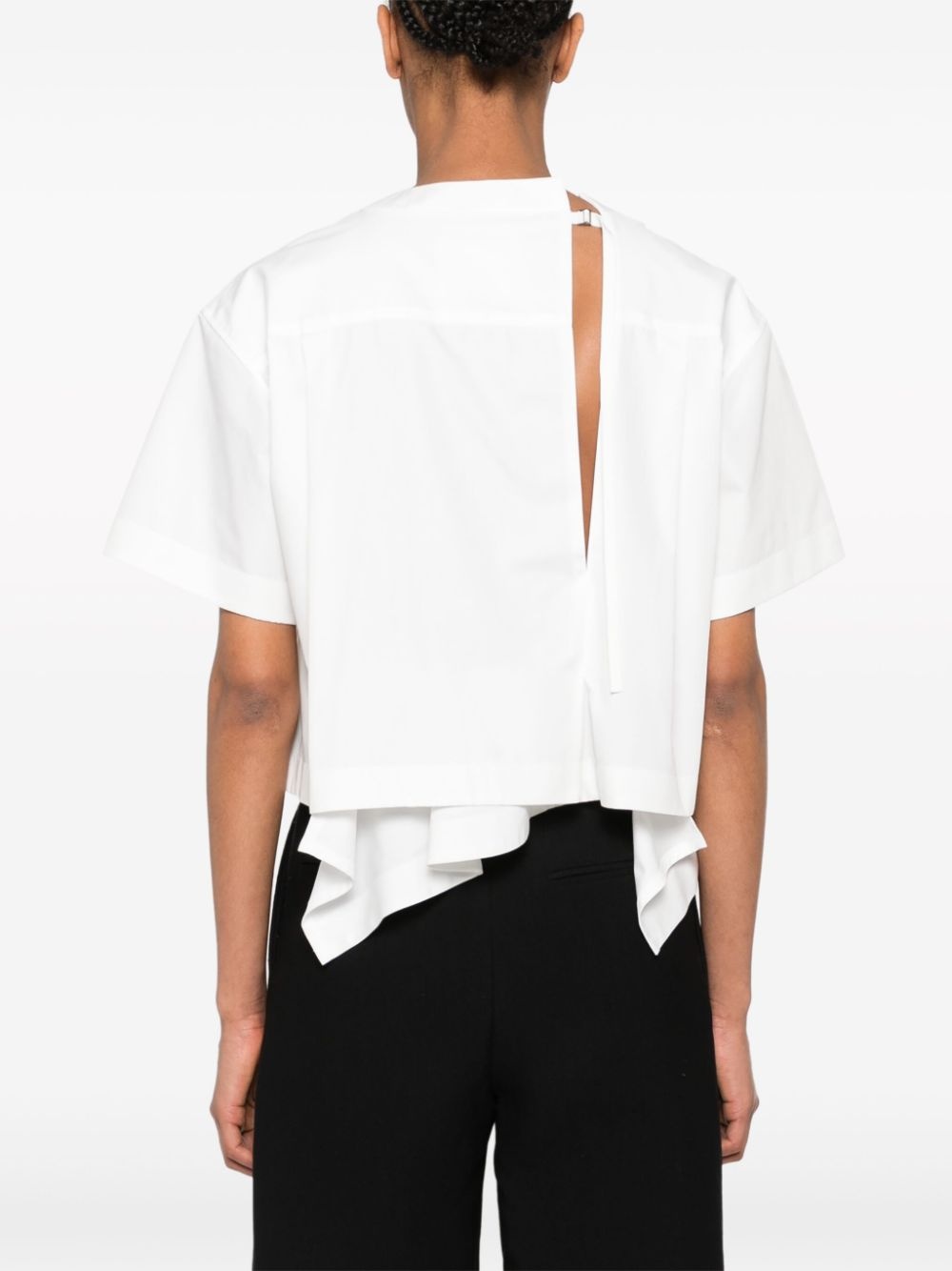 asymmetric poplin T-shirt - 4