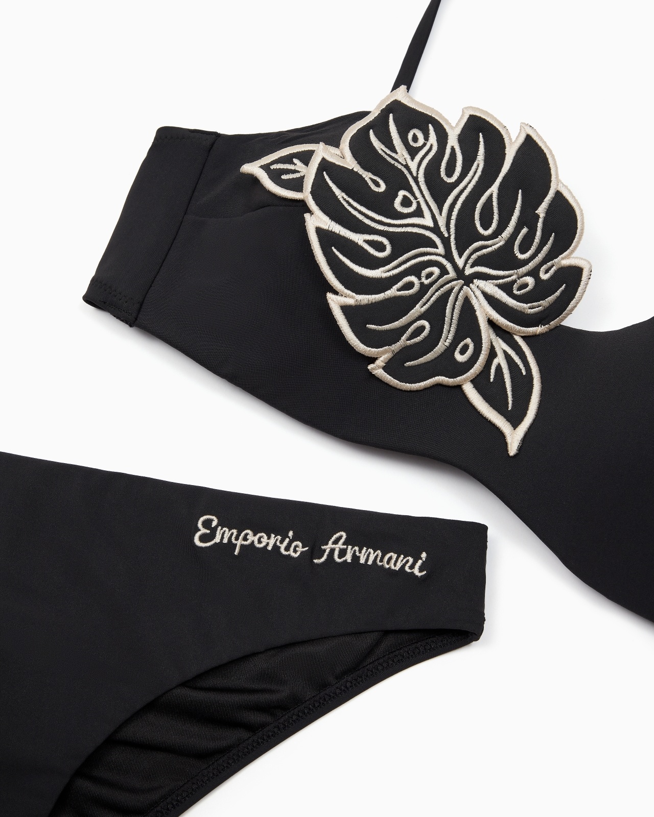 ASV PADDED BANDEAU BIKINI IN RECYCLED LYCRA WITH LEAF EMBROIDERY - 4