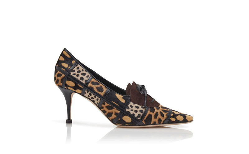 Animal Print Calf Hair Lace-Up Pumps 1