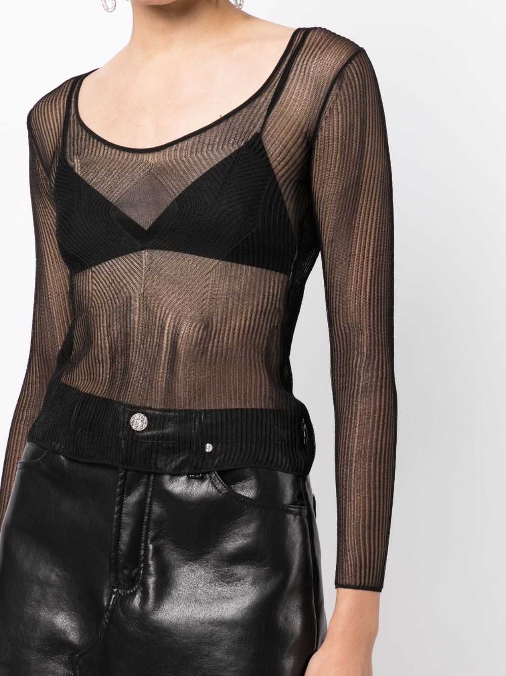sheer ribbed jersey top - 5