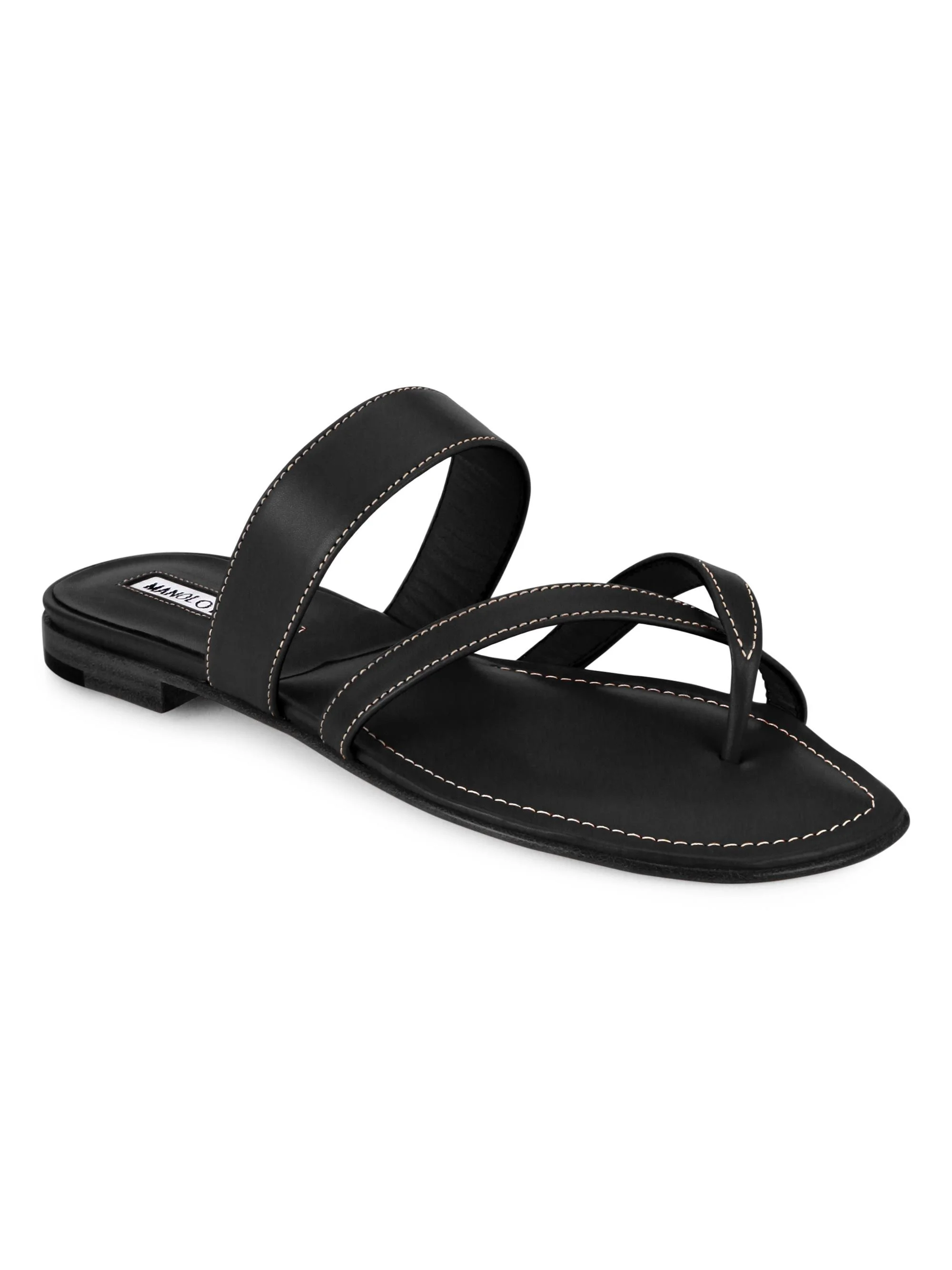 Women's Susa Leather Thong Sandals - Black - 1