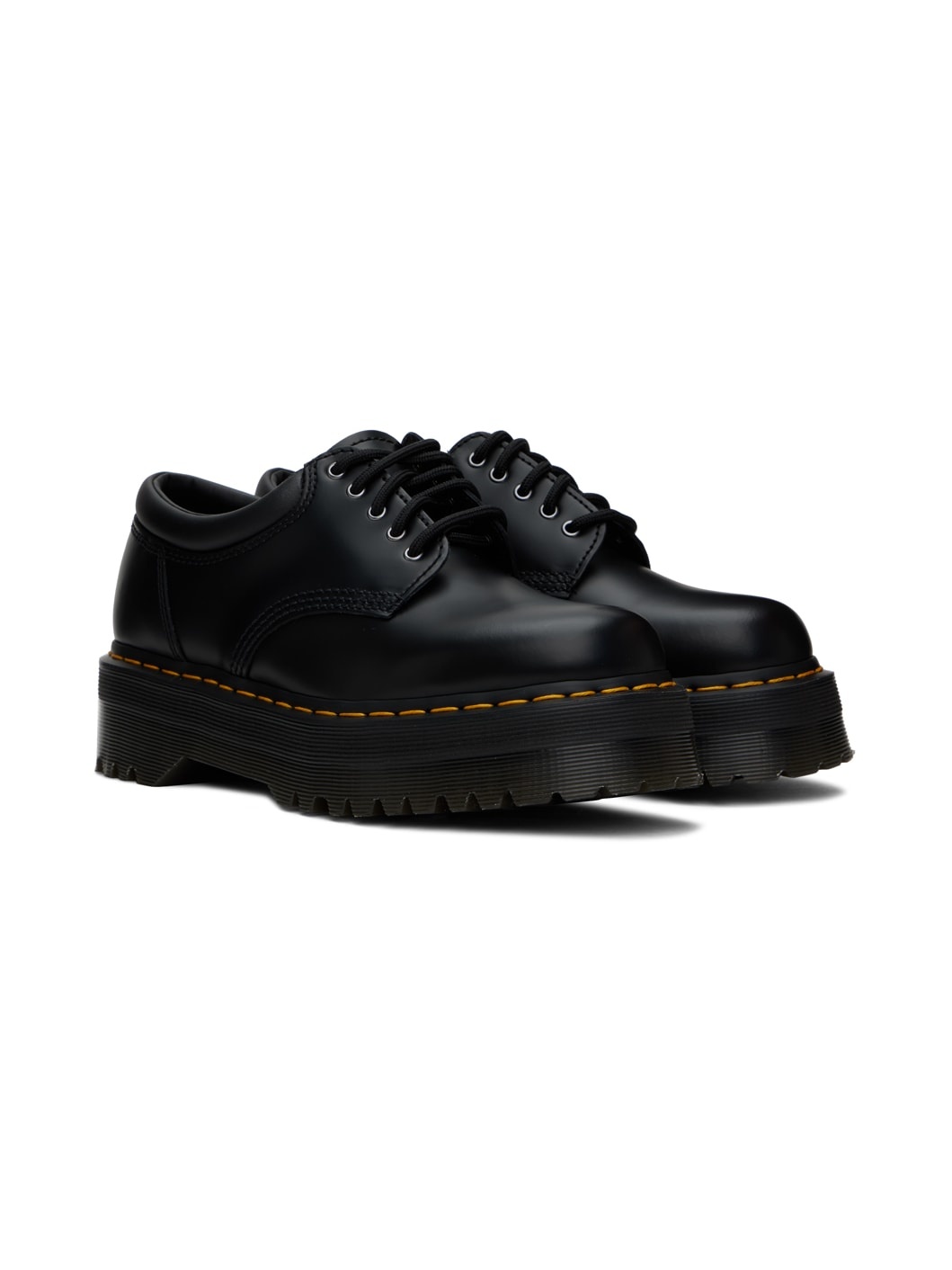 Black 8053 Leather Platform Derbys - 4