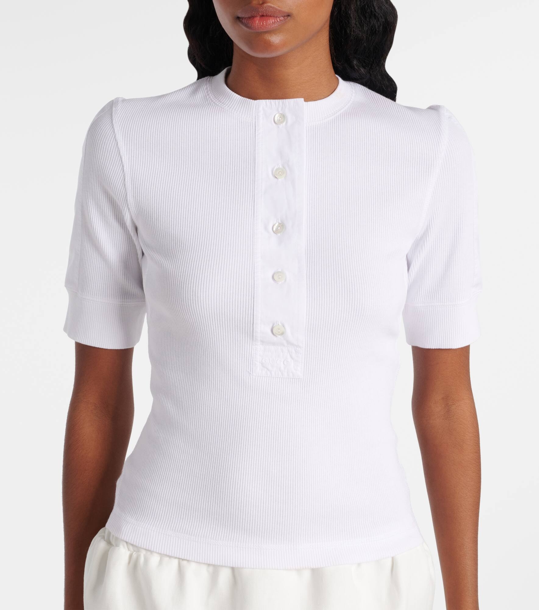 Ribbed-knit cotton polo shirt - 5