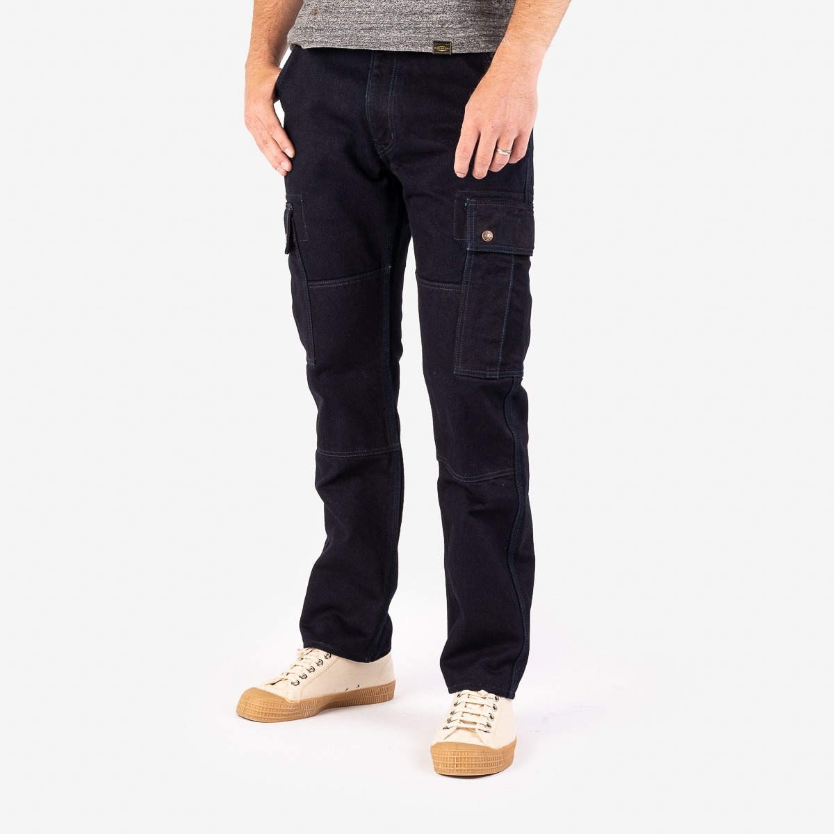 14oz Selvedge Denim Cargo Pants - Indigo/Black - 2