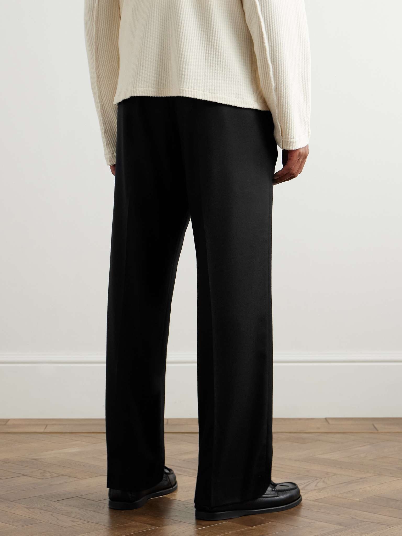 Wide-Leg Pleated Wool-Twill Trousers - 4