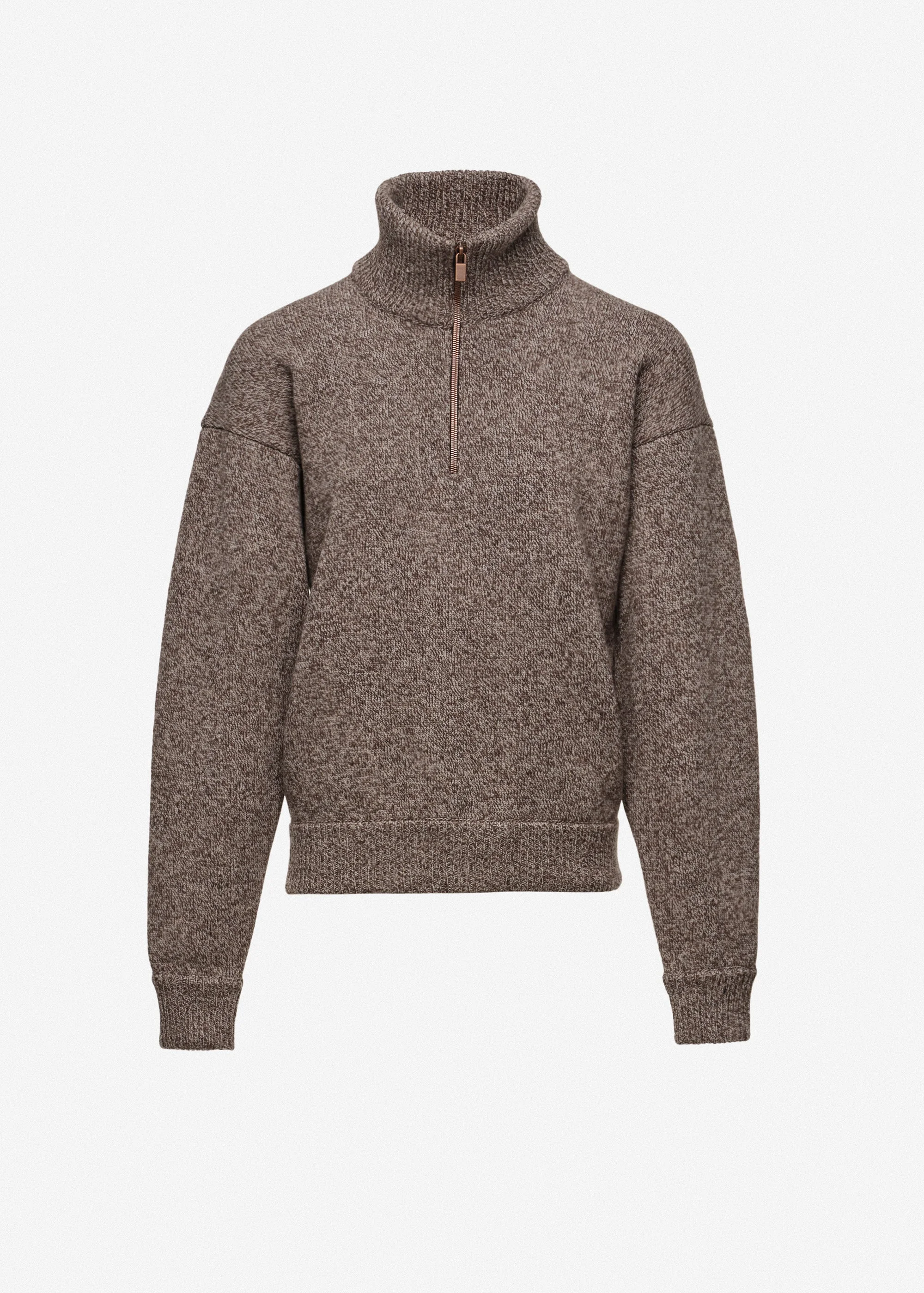Wool half-zip sweater in brown - 1