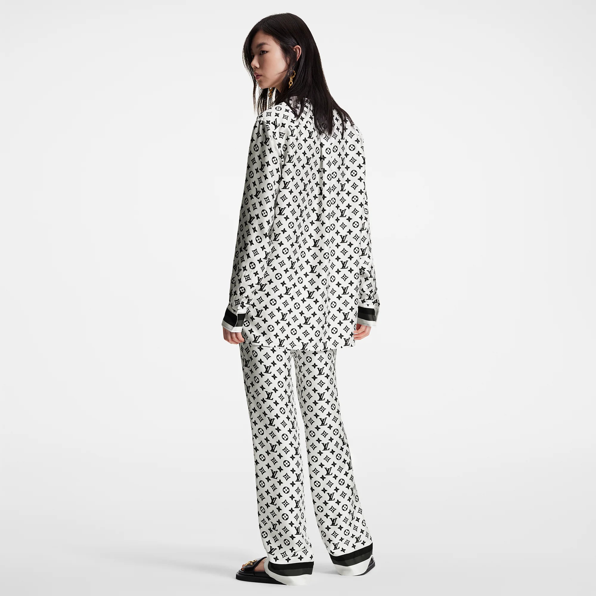 3D Monogram Stripe Accent Pajama Pants - 3