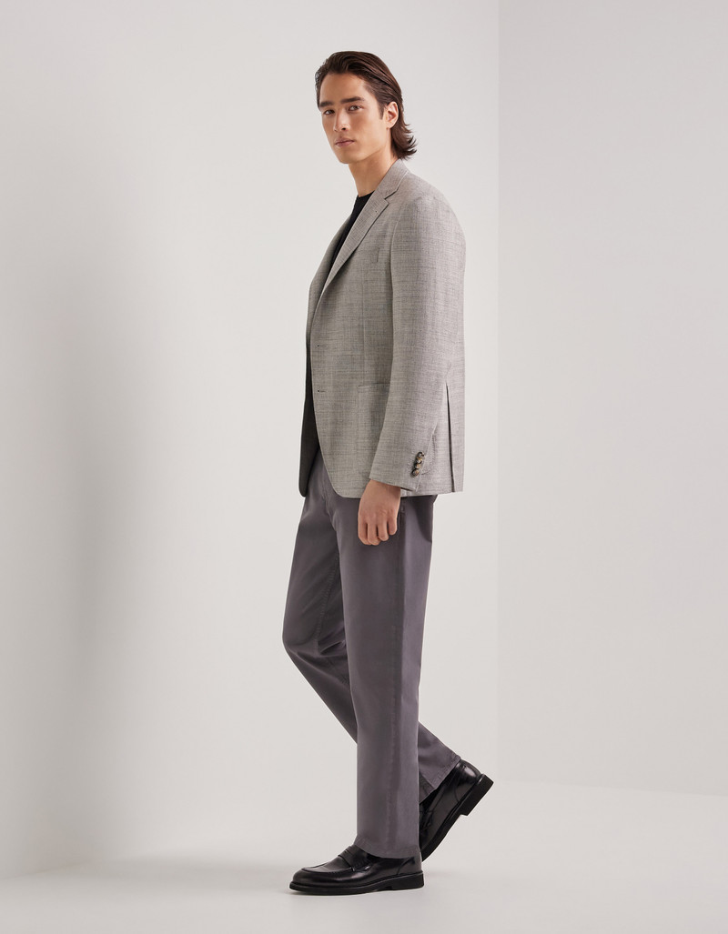Canali GRAY WOOL, SILK AND LINEN BLEND MODERN-FIT JACKET WITH MATTING EFFECT outlook