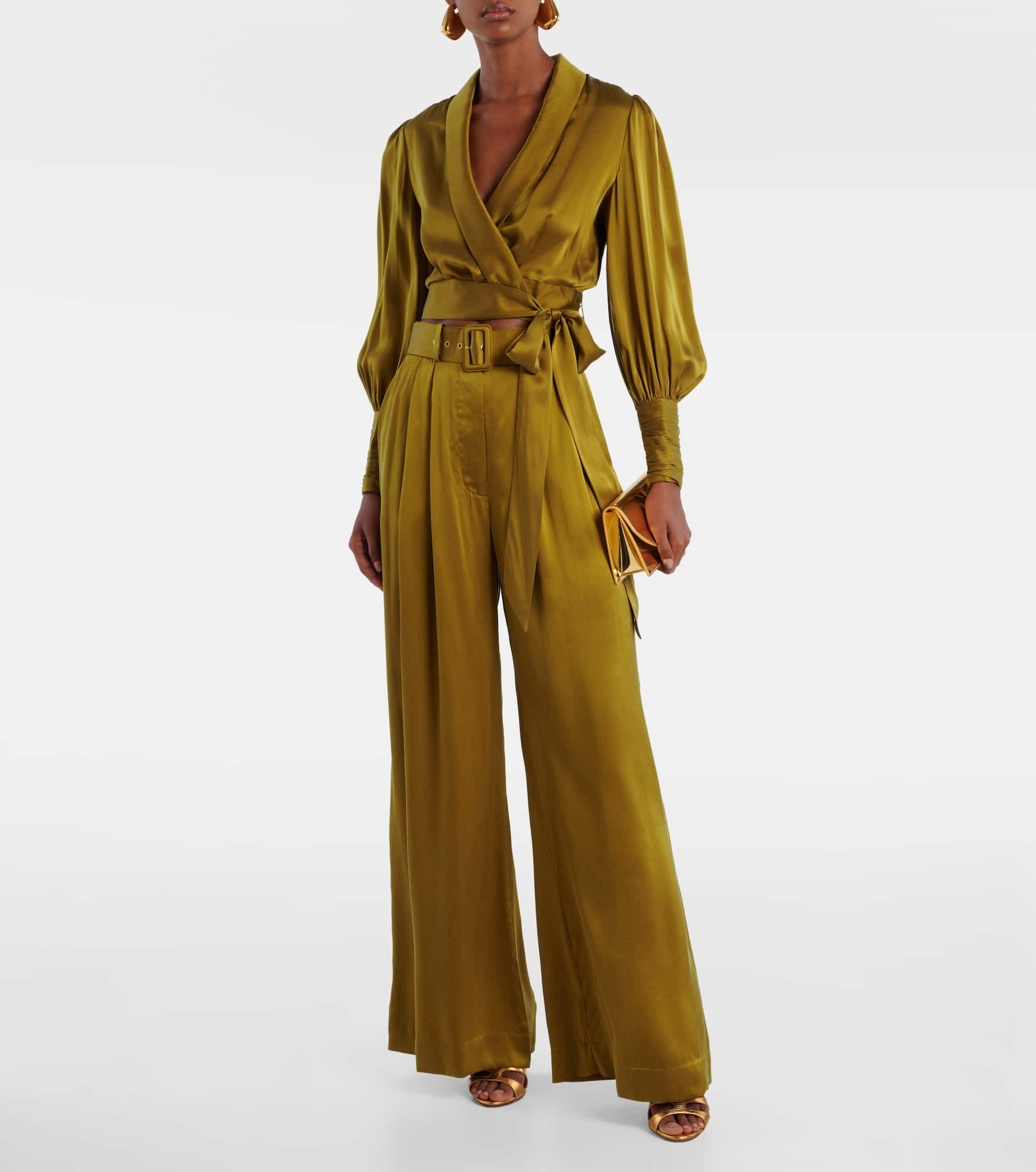 Silk satin wide-leg pants - 2