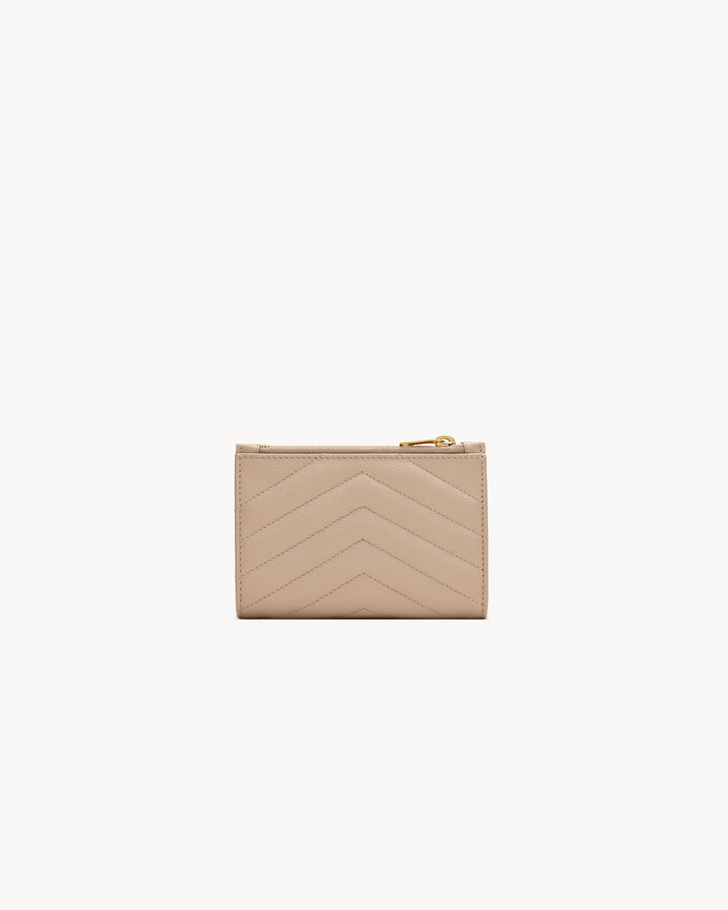 SAINT LAURENT CASSANDRE MATELASSÉ FRAGMENTS BI-FOLD WALLET IN GRAIN DE POUDRE LEATHER outlook