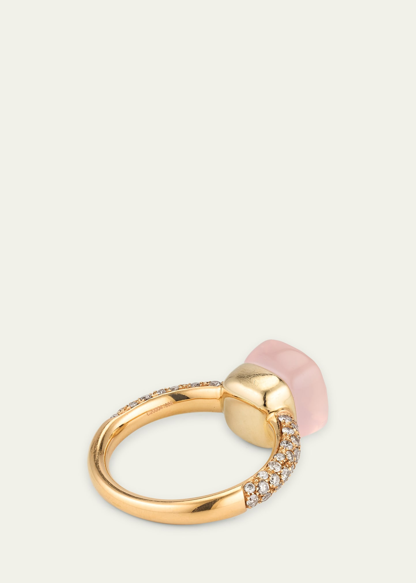 18K Gold Nudo Classic Rose Quartz Diamond Ring - 4