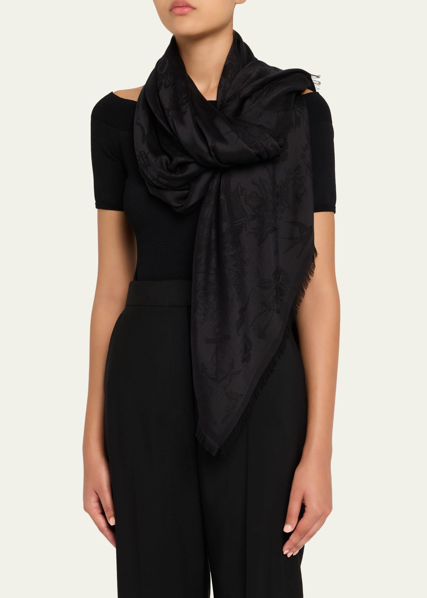 Sailor Tattoo Wool & Silk Shawl - 3