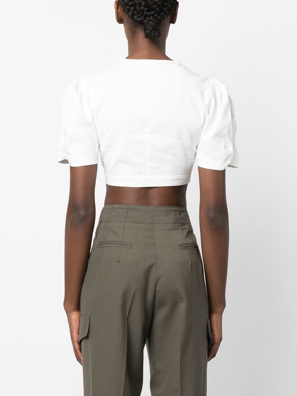 cropped puff-sleeve top - 4