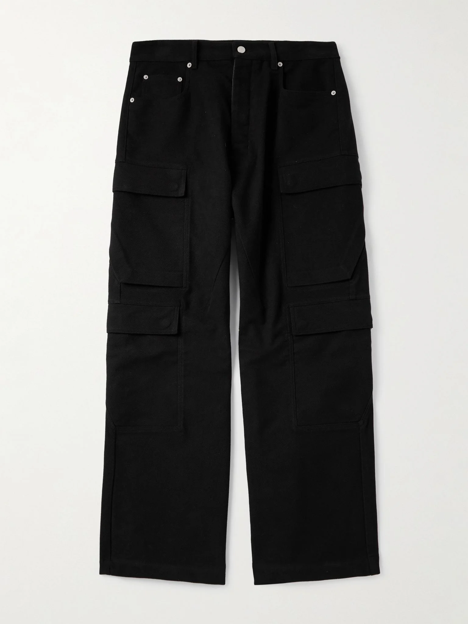 Straight-Leg Cotton-Twill Cargo Trousers Black - 1