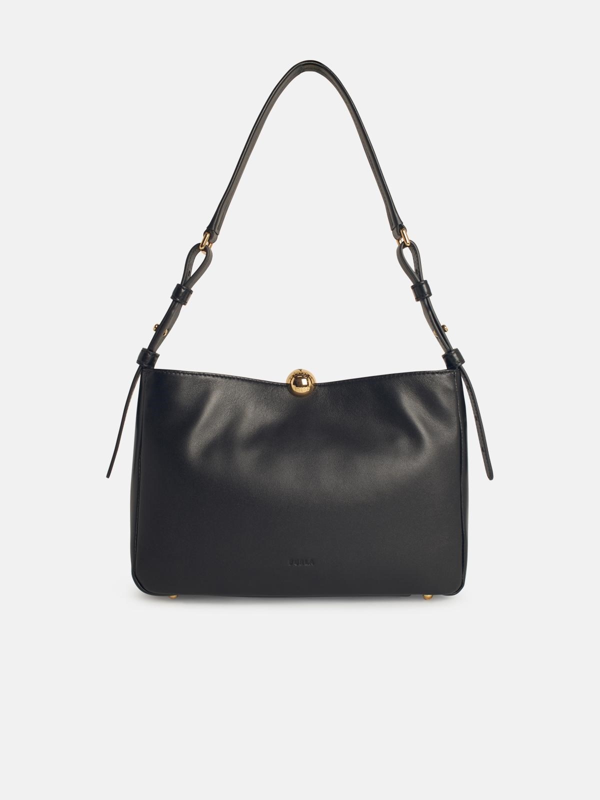 'SFERA SOFT' MEDIUM BLACK LEATHER CROSSBODY BAG - 3