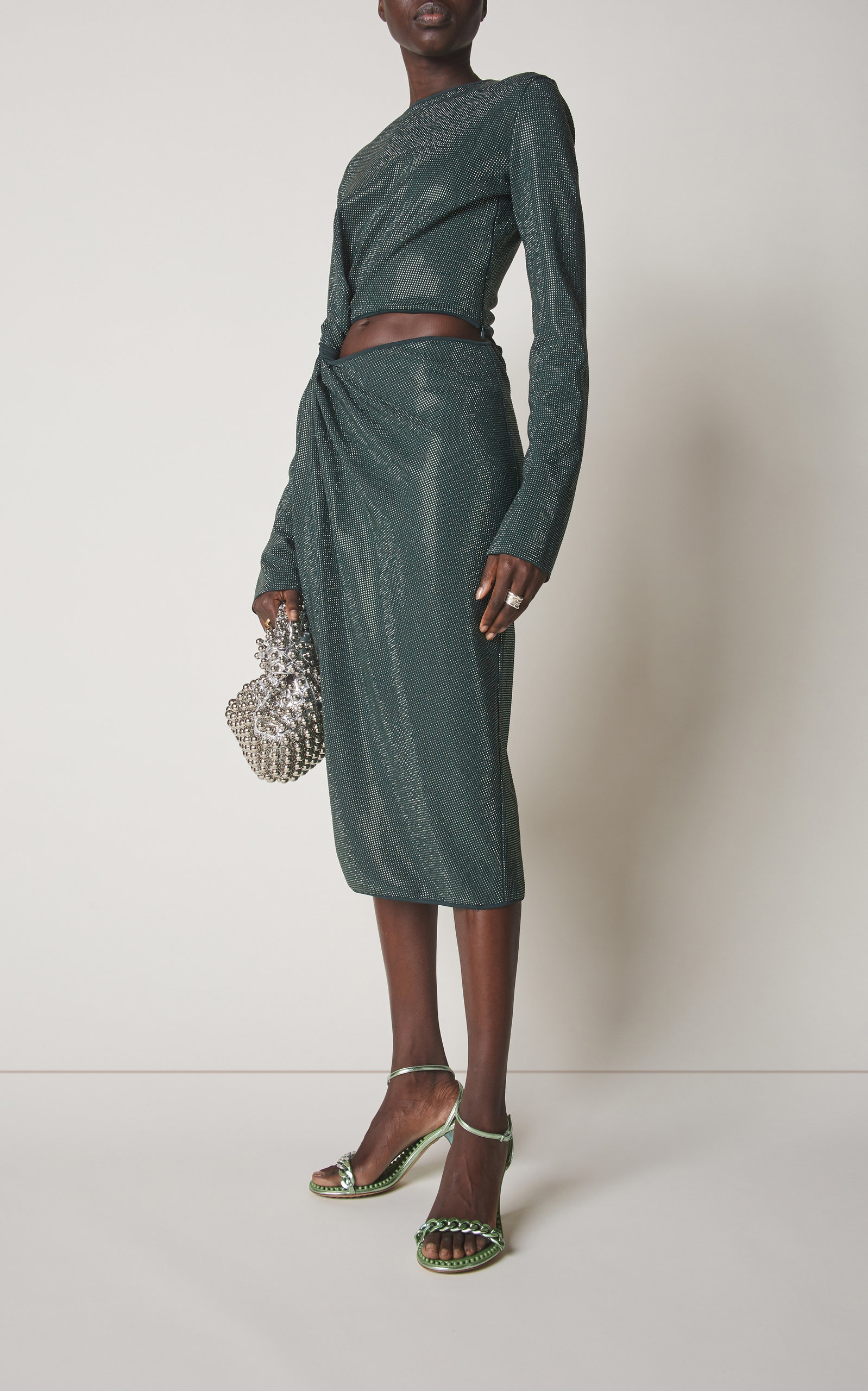 Hotfix Cutout Midi Dress green - 3