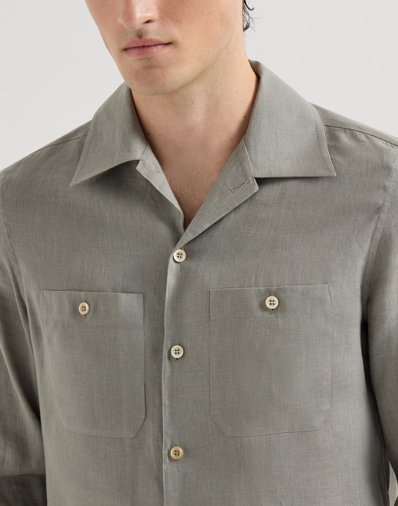 Linen easy fit shirt with chest pockets 5
