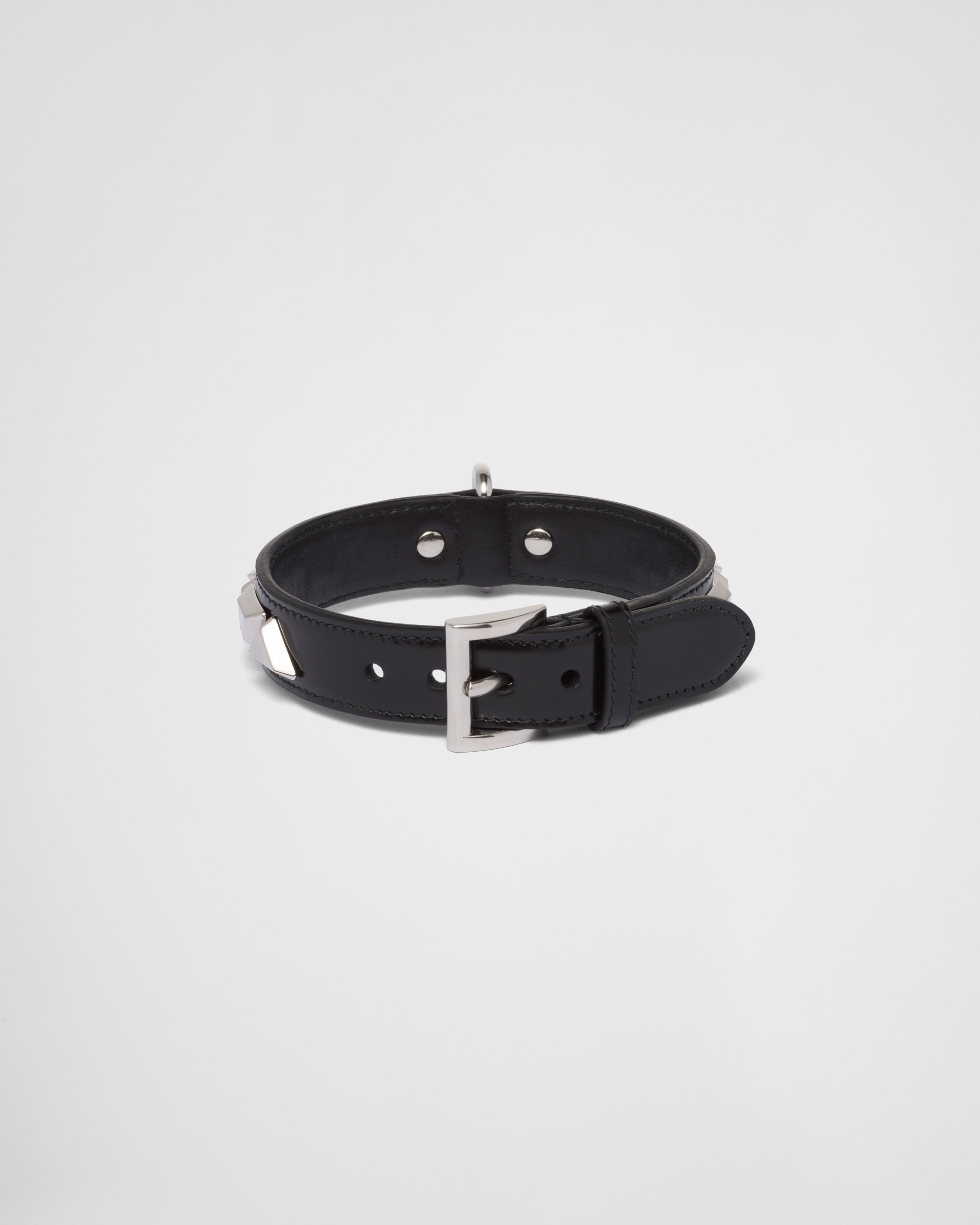 Studded brushed leather pet collar - 1