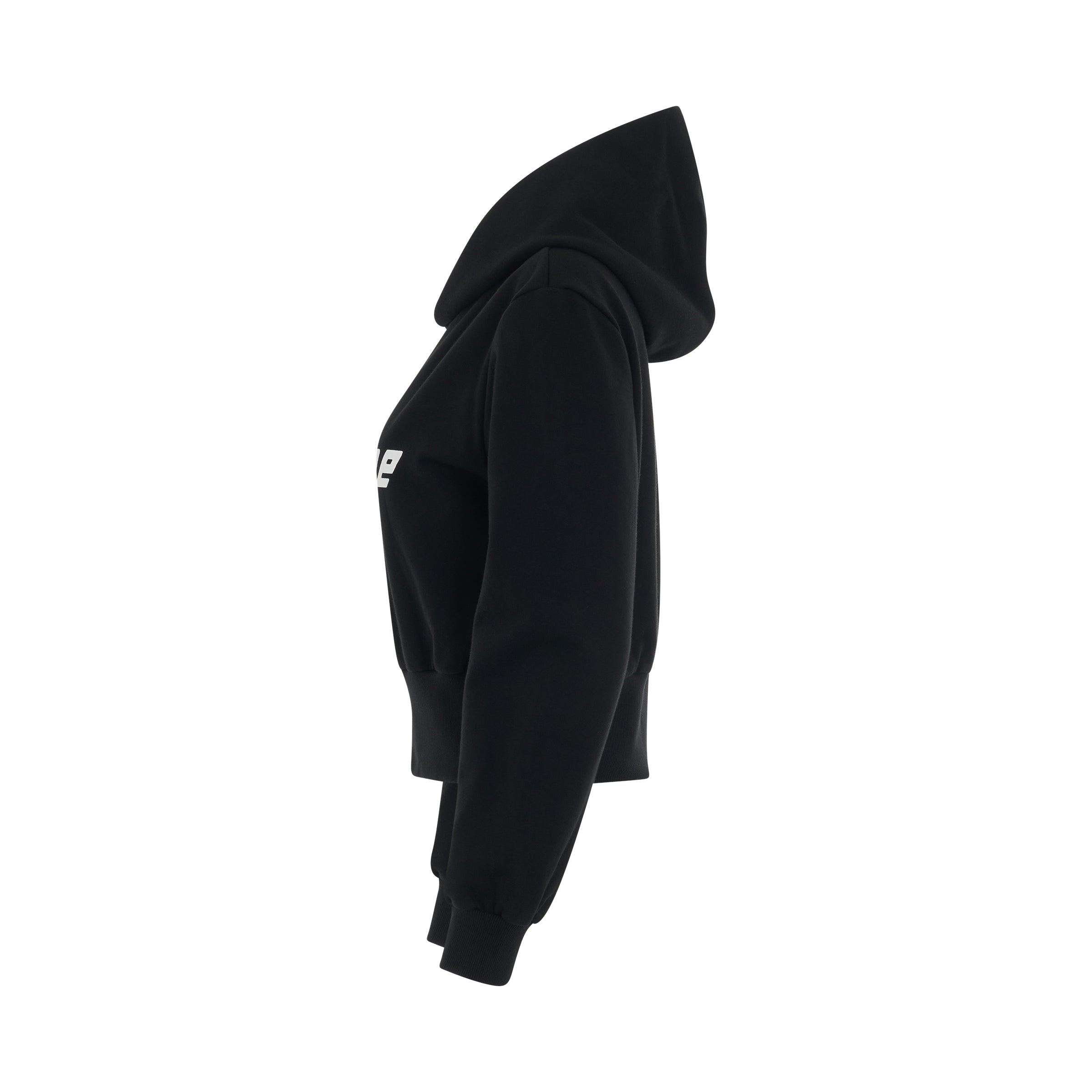 Lettering Symbol Crop Hoodie in Black - 3