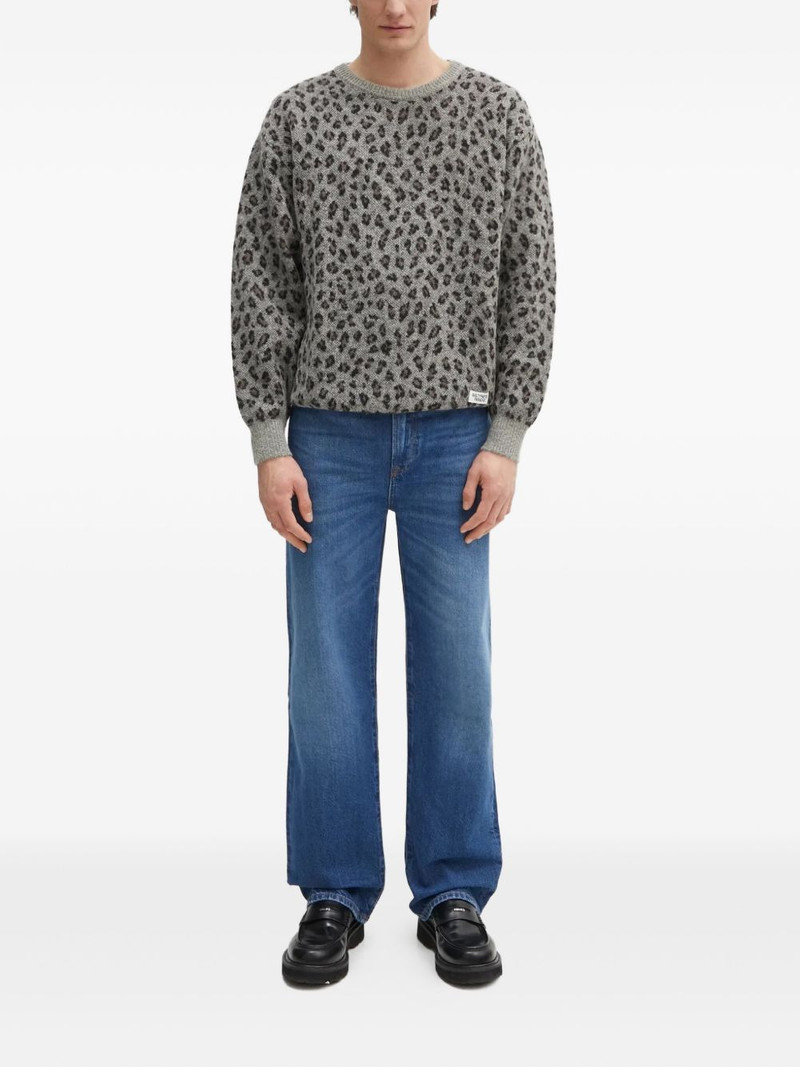 WACKO MARIA leopard-print crew-neck sweater outlook