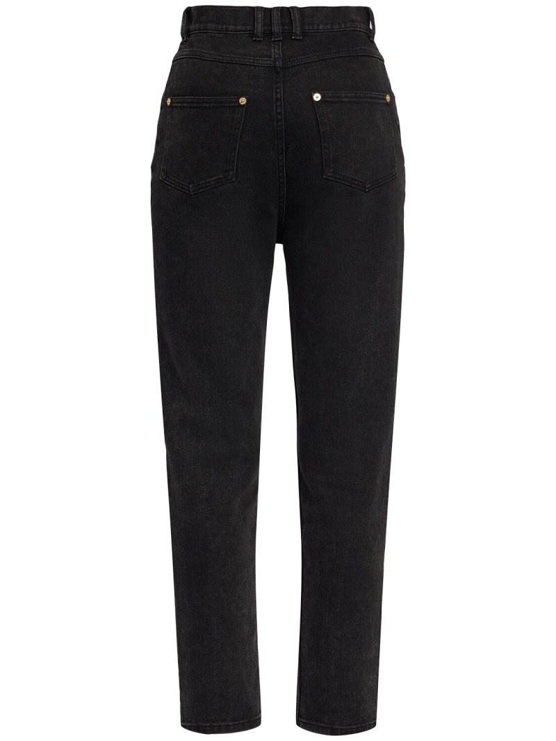 High rise stretch cotton straight jeans - 4