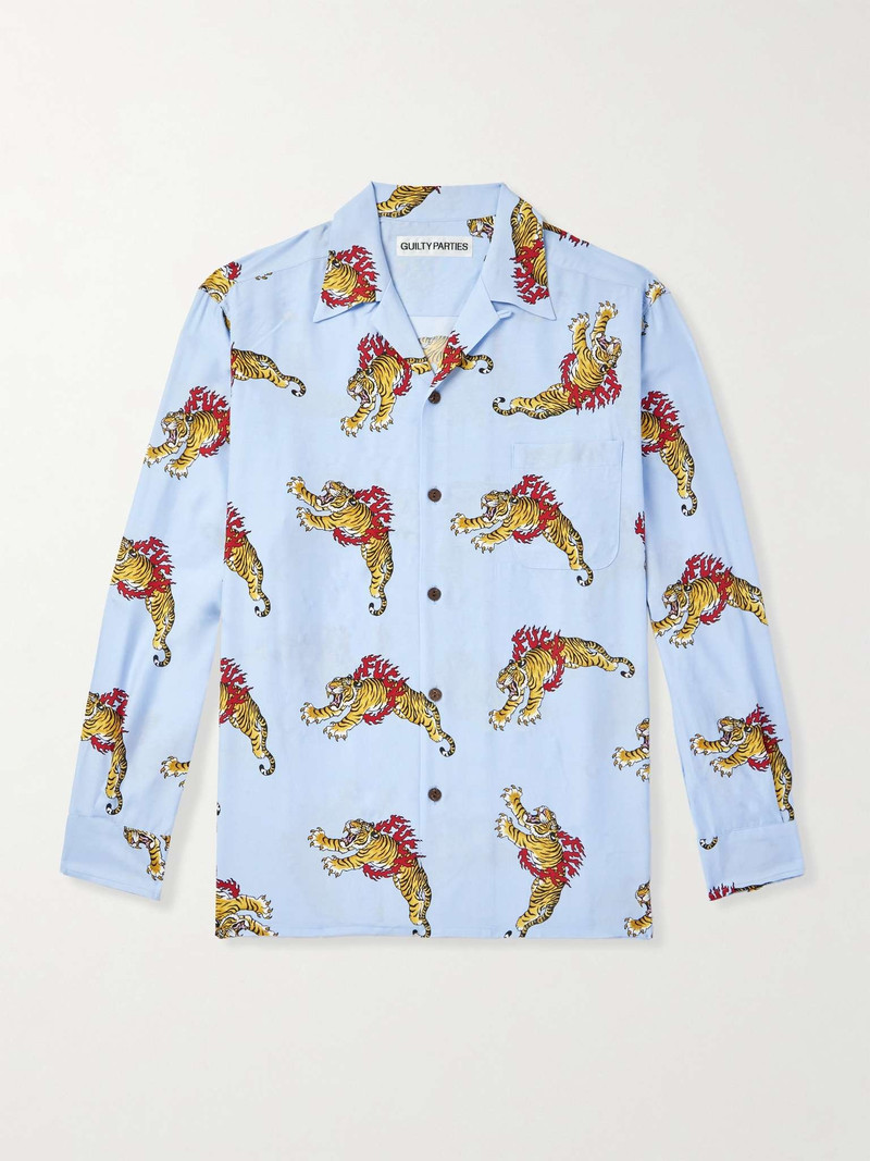 + Tim Lehi Convertible-Collar Printed Matte-Satin Shirt 1