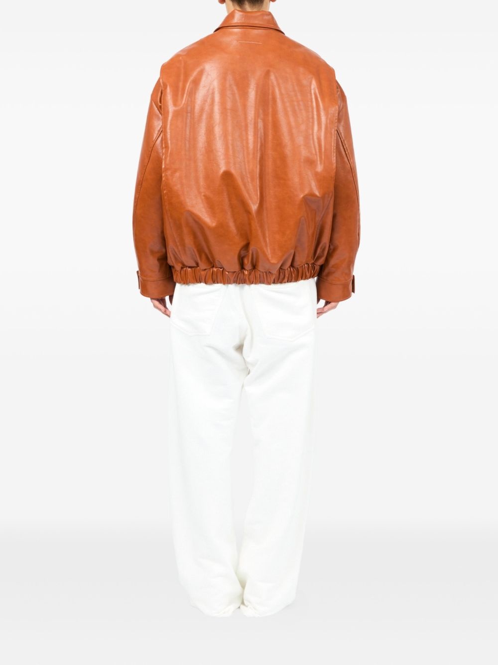 zip-up leather jacket - 4